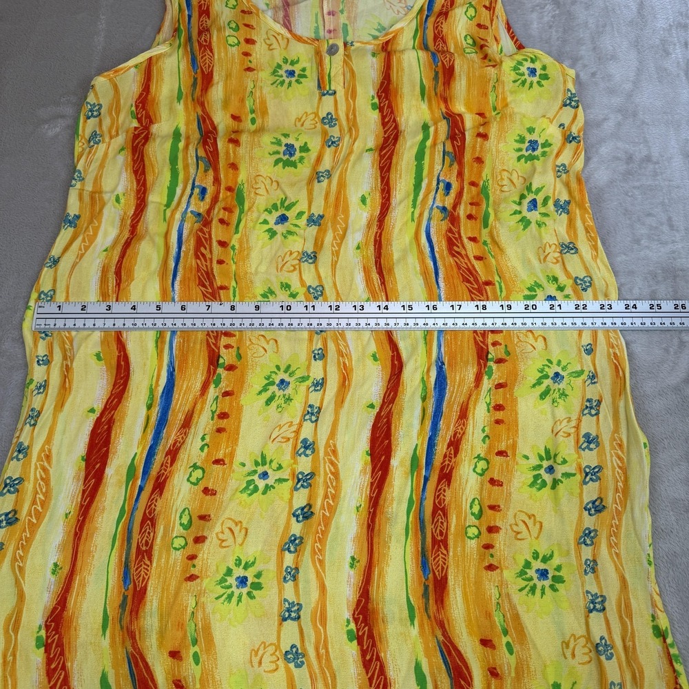 Vtg Big Hed Designs Dress Womens XL Yellow Floral Maxi Sundress Beach Funky Lady - Picture 8 of 12